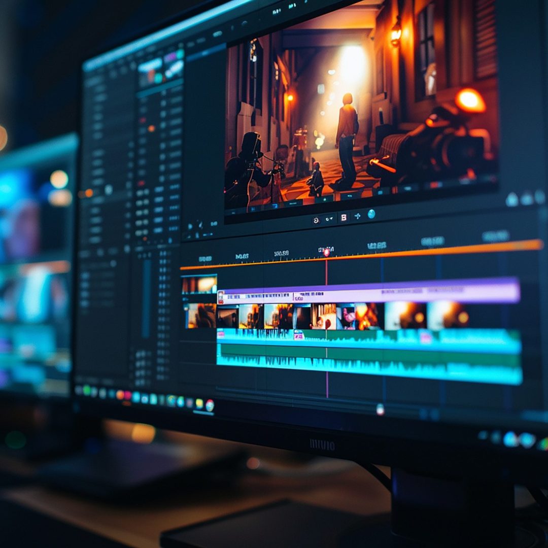 A computer monitor displays the interface of an editing software.